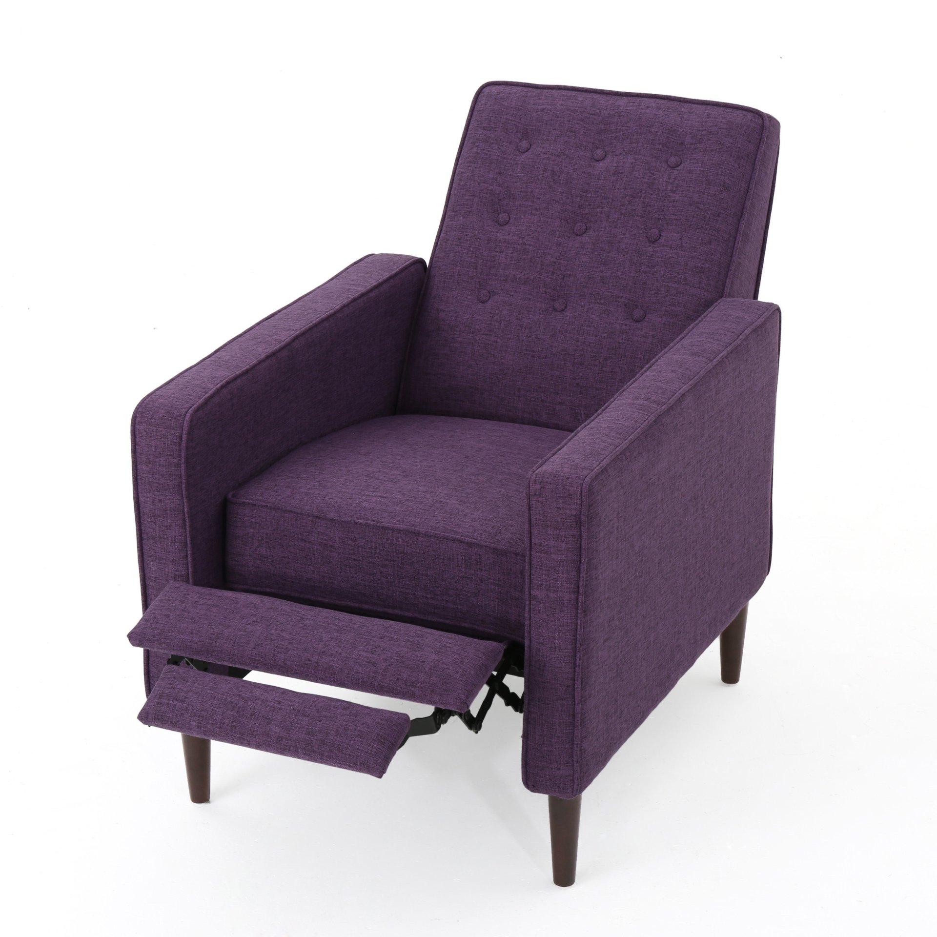 Macedonia - Mid Century Modern Button Tufted Fabric Recliner - Purple - Image 13