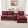 Cloud Sectional Sofa Upholstered Sofa Couch With Double-Layer Cushion And Side Pockets - Red - Image 7