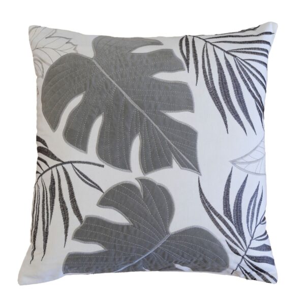 Autumn Vibes Leaf Accent Pillow - Gray