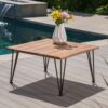 Outdoor Coffee Table With Slat Top And Metal Legs - Teak - Image 8