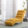 Ergonomic Linen Massage Chaise Lounge With Remote Control - Color, 5 Modes For Office, Living Room, Bedroom - Mustard - Image 6