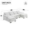 Modern U-Shaped Sectional Sofa With Waist Pillows, 6 Seat Upholstered Symmetrical Sofa Furniture, Sleeper Sofa Couch With Chaise Lounge - White - Image 20
