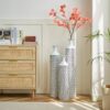 Modern Floor Vase Set Metal Vases With Geometric Pattern, 3 Piece Home Decor Set - White / Black - Image 15
