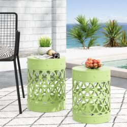 Outdoor Metal (Set of 2) End Table - Green