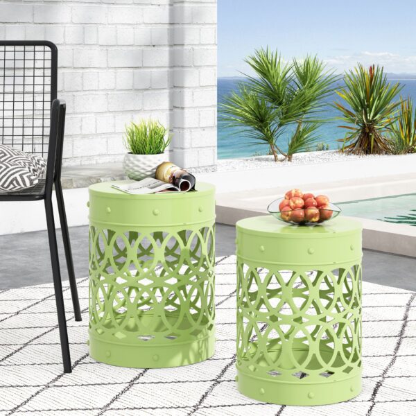 Outdoor Metal (Set of 2) End Table - Green