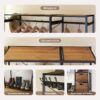 Vintage Garment Rack With Shelves, 2 Wicker Drawers & 4 Hooks, Heavy Duty Closet Organizer - Brown - Image 5