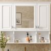 Wall Mounted Bathroom Medicine Cabinet, Modern Bathroom Wall Cabinet With Mirror, Mirror Cabinet With Open Shelves - White - Image 24