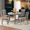 5 Piece Dining Table Set Round Extendable With Chairs - Natural Wood Wash - Image 7
