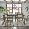 Bistro - 7 Piece Dining Table With Off White Fabric Dining Chairs (Set of 7) - Vintage Walnut - Image 11