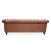 Rolled Arm Chesterfield Three Seater Sofa - Brown - Image 7