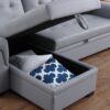 Lexi - Vegan Leather Modern Reversible Sleeper Sectional Sofa With Storage Chaise - Gray - Image 3