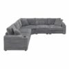 Convertible L Shaped Sectional Corner Couch With Armrest Storage Cup Holders USB Charger, Irregular Corner Oversized Comfy Modular Sofa - Gray - Image 5