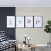 Botanical Wall Art Prints, Home Decor For Living Room Dining Room, Bedroom, Hallway (Set of 4) - White / Black - Image 4