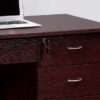 Three Locking Drawers On Metal Glides Student Desk Work Desk Modesty Panel Metal Bar Handles - Mahogany - Image 2
