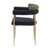 Dining Chairs (Set of 2), Mid-Century Modern Dining Chairs, Kitchen Dining Room Chairs, Round Boucle Backrest Sherpa Dining Chair With Brushed Bronze Metal Legs - Dark Green Black - Image 6