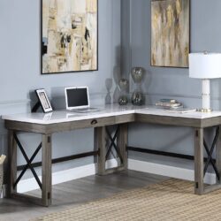 Talmar - Marble Top Weathered Writing Desk With Lift Top - Gray