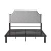 Queen Bed Frame Traditional Upholstered Metal - Gray - Image 2