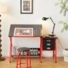Drafting Table With Stool - Red - Image 10