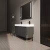 Deluxe 60" Freestanding Bathroom Vanity With Resin Double Sink - Dark Oak - Image 5
