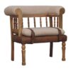 Strapped Hallway Boucle Bench - Beige / Brown - Image 12