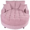 Modern Chaise Lounge Sofa Bed Upholstered Sofa Couch With Tufted Seat And Detachable Pillows For Living Room - Pink - Image 11