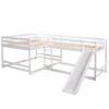Full And Twin Size L-Shaped Bunk Bed With Slide And Short Ladder - White - Image 5