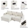 Modern Style 3 Seater Sofa Sectional Sofa Couch With Storage Space, A Movable Ottoman, Two USB Ports, Two Cup Holders, A Phone Holder For Living Room - Beige - Image 18