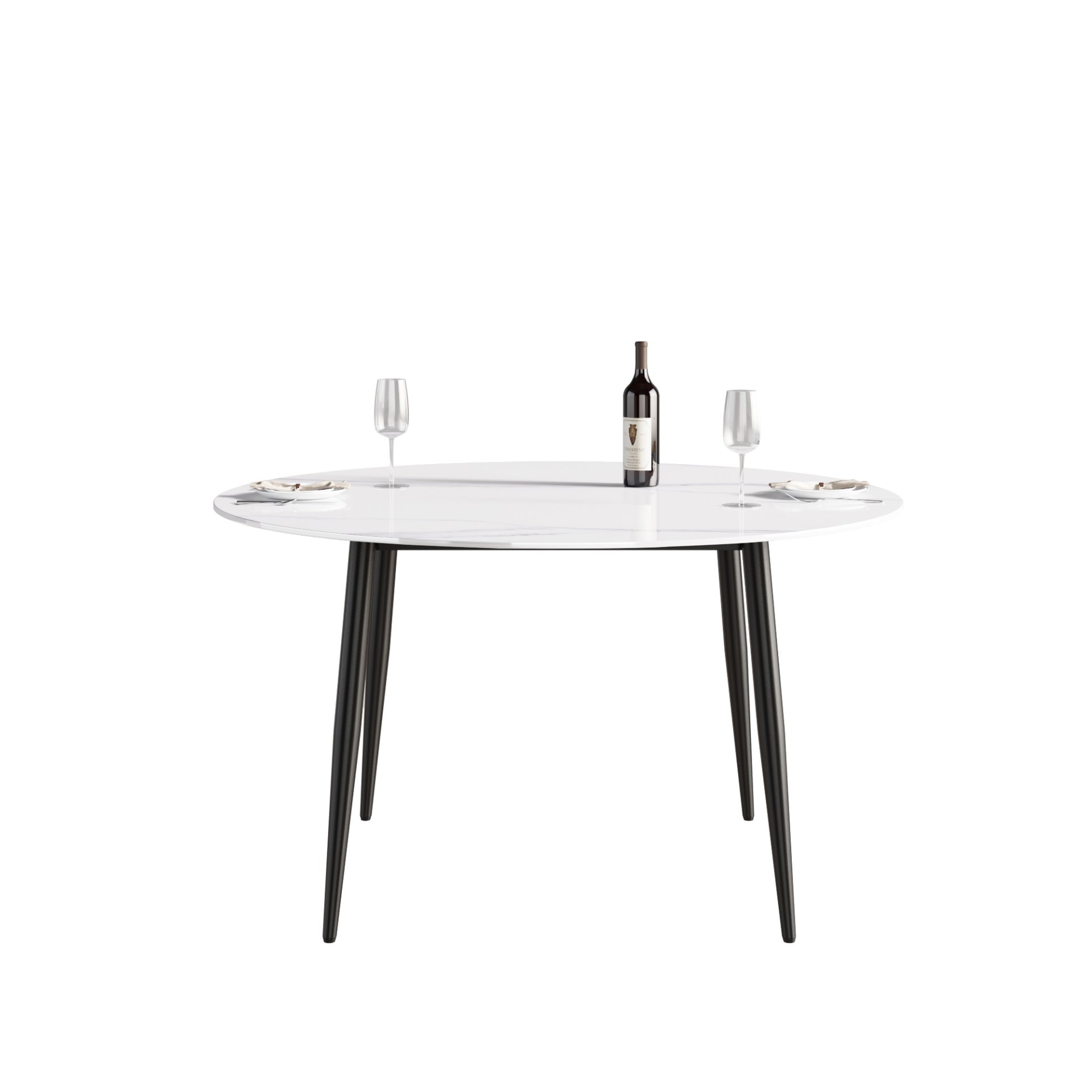Round Dining Table, Position For 6 People - White / Black - Image 5