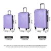 3 Piece Luggage Sets Lightweight Suitcase With Two Hooks, Spinner Wheels, Tsa Lock, (20/24/28) - Light Purple - Image 3