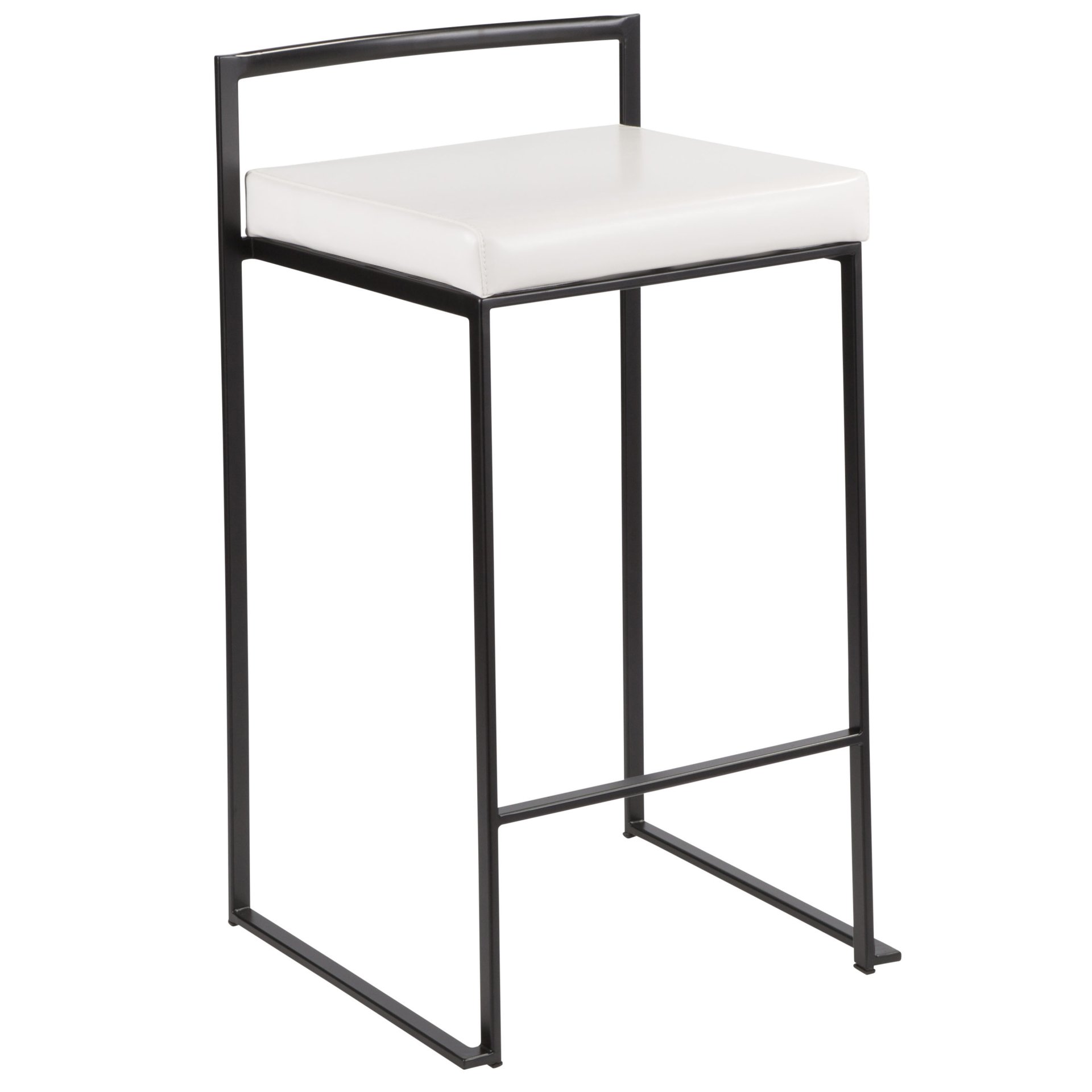 Fuji - Contemporary, Stackable Counter Stool (Set of 2) - Black / White - Image 2