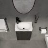 Modern 16" Bathroom Vanity Sink Combo With Ceramic Sink And Cabinet For Small Spaces - Black - Image 5