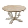 Round Wooden Coffee Table With Distressed Scrollwork Legs - Multicolor - Image 9