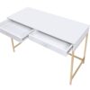 Ottey - High Gloss Gold Writing Desk - White - Image 2