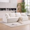 Compression Sofa: 4 Seater Combined Sofa, Crochet Yarn Fabric, Full Sponge Compression Sofa, Combined Sofa With 4 Pillows For Home Living / Home Furniture / Apartment - Beige - Image 23