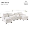 Modern U Shaped Sofa With Console, Cupholders And USB Ports, 6 Seat Upholstered Symmetrical Indoor Furniture, Sleeper Couch Set With Chaise - White - Image 25