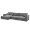 Oversized Corduroy Sectional Sofa, L Shaped Cloud Couch With USB Charging Port, Cup Holder, Deep Seat Sofa Bed With Chaise, Comfy Indoor Furniture - Gray - Image 2