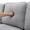 Upholstered Sofa With Console, 2 Cupholders And 2 USB Ports Wired Or Wirelessly Charged, Modern Linen Fabric Couches With 4 Pillows (4 Seat) - Light Gray - Image 9