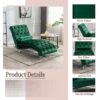 Velvet Button Tufted Upholstered Chaise Lounge Chair With Pillow For Bedroom Living Room Office - Emerald - Image 6