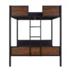 Full Over Full Bunk Bed Modern Style Steel Frame Bunk Bed With Safety Rail, Built-In Ladder For Bedroom - Brown - Image 2