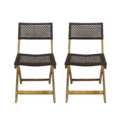 Evergreen - Outdoor Wooden Bistro Chair With Wicker Back - Brown