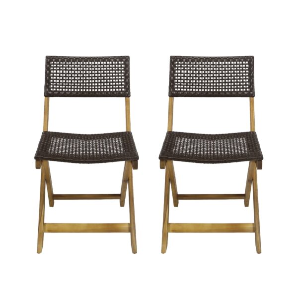 Evergreen - Outdoor Wooden Bistro Chair With Wicker Back - Brown