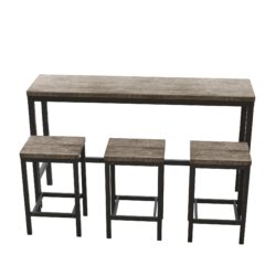 Modern Design Kitchen Dining Table Set With 3 Stools - Brown Gray