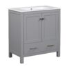 Bathroom Vanity With Single Sink, Combo Cabinet Undermount Sink, Bathroom Storage Cabinet With Two Doors And A Drawer, Soft Closing, Multifunctional Storage, Solid Wood Frame - Gray - Image 14