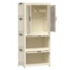 Portable Wardrobe Closet Storage Organizer With Magnetic Doors And Hanging Rod - Cream White - Image 12