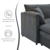 Chenille Modular Sectional Sofa, U Shaped Cloud Couch Set With Double Cushions, 6 Seat Sleeper Sofa Bed With Ottomans, Oversized Indoor Furniture - Dark Gray - Image 12