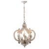 French Country Wood Chandelier, 6 Light Farmhouse Pendant Light Fixture With Adjustable Chain For Kitchen Foyer Hallway Entryway, Bulb Not Included - Beige - Image 2