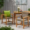 Outdoor Dining Chair (Set of 2), Teak Acacia Wood Frame - Natural Stained - Image 6