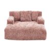 Chenille Interior Lazy Sofa Chaise Lounge Armchair With Pillows And Armrests - Pink - Image 17