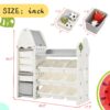 Kids Bookshelf Toy Storage Organizer With 17 Bins And 5 Bookshelves, Multi-Functional Nursery Organizer Kids Furniture Set Toy Storage Cabinet Unit With HDPE SheLF And Bins - Gray - Image 17