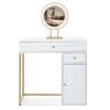 Makeup Vanity Desk With Lighted Mirror, Luxury Dressing Table With 2 Drawers And 1 Cabinet, 3 Lighting Modes Available For Bedroom - White / Gold - Image 12